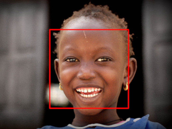 face recognition on a little girl smiling